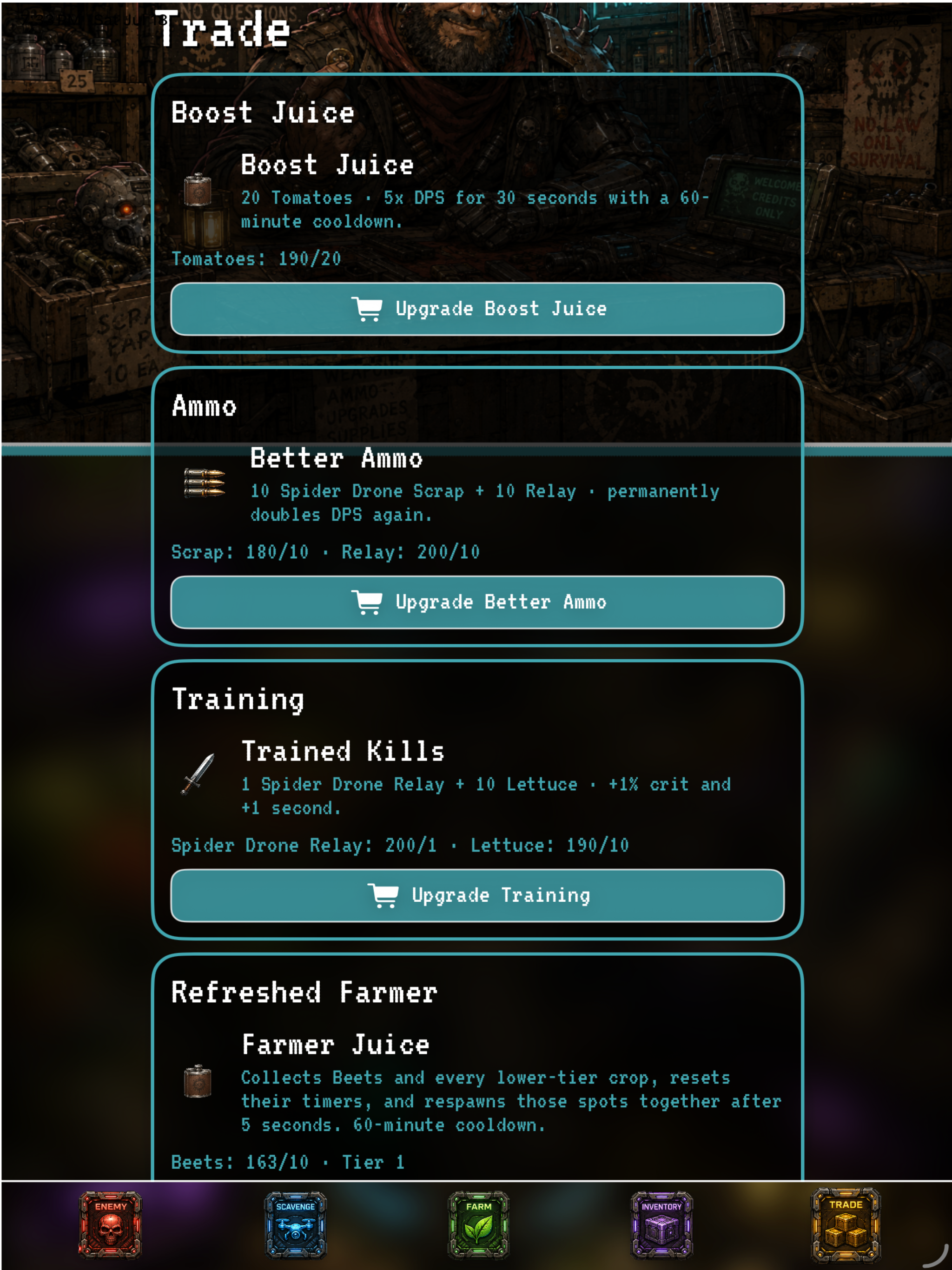 Inventory and dimensional items on iPad