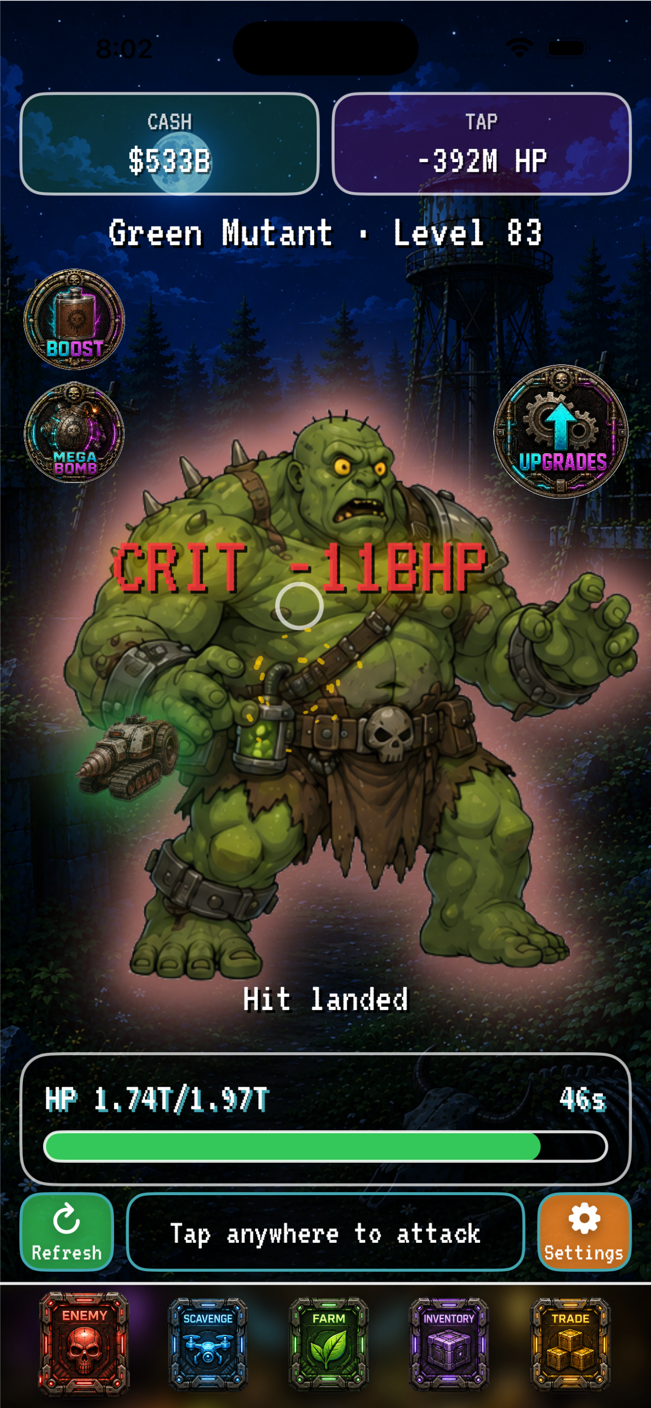 Mutant combat gameplay