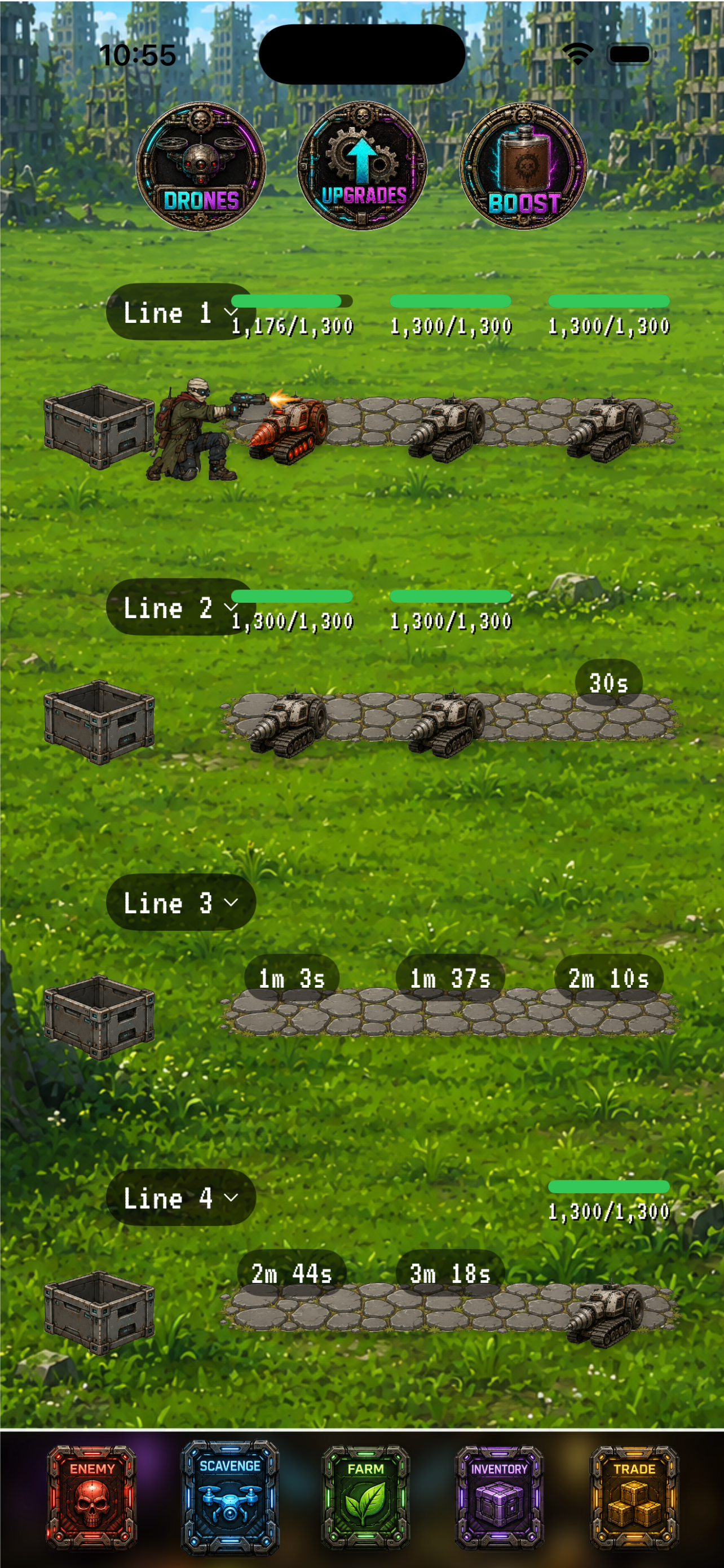 Automated scavenge route gameplay